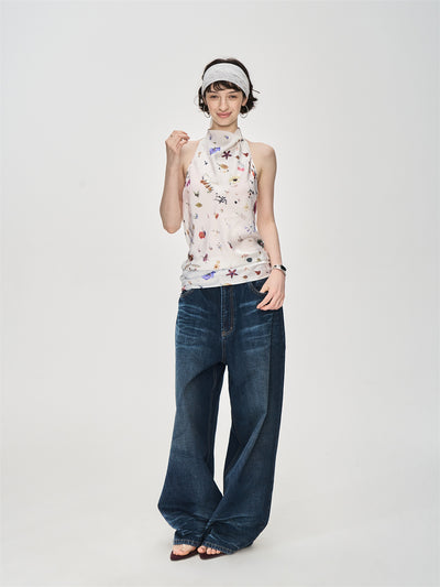 Full Print Halter Neck Top CUR0233
