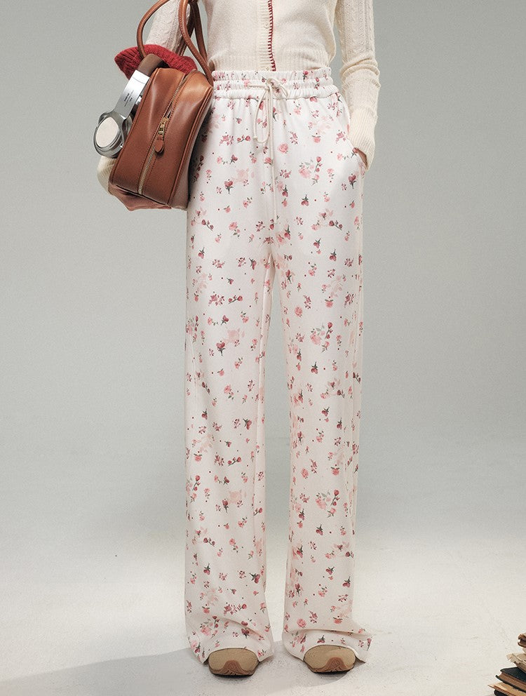 Red Rose Floral Design Print Casual Pants/Skirt GRO0075