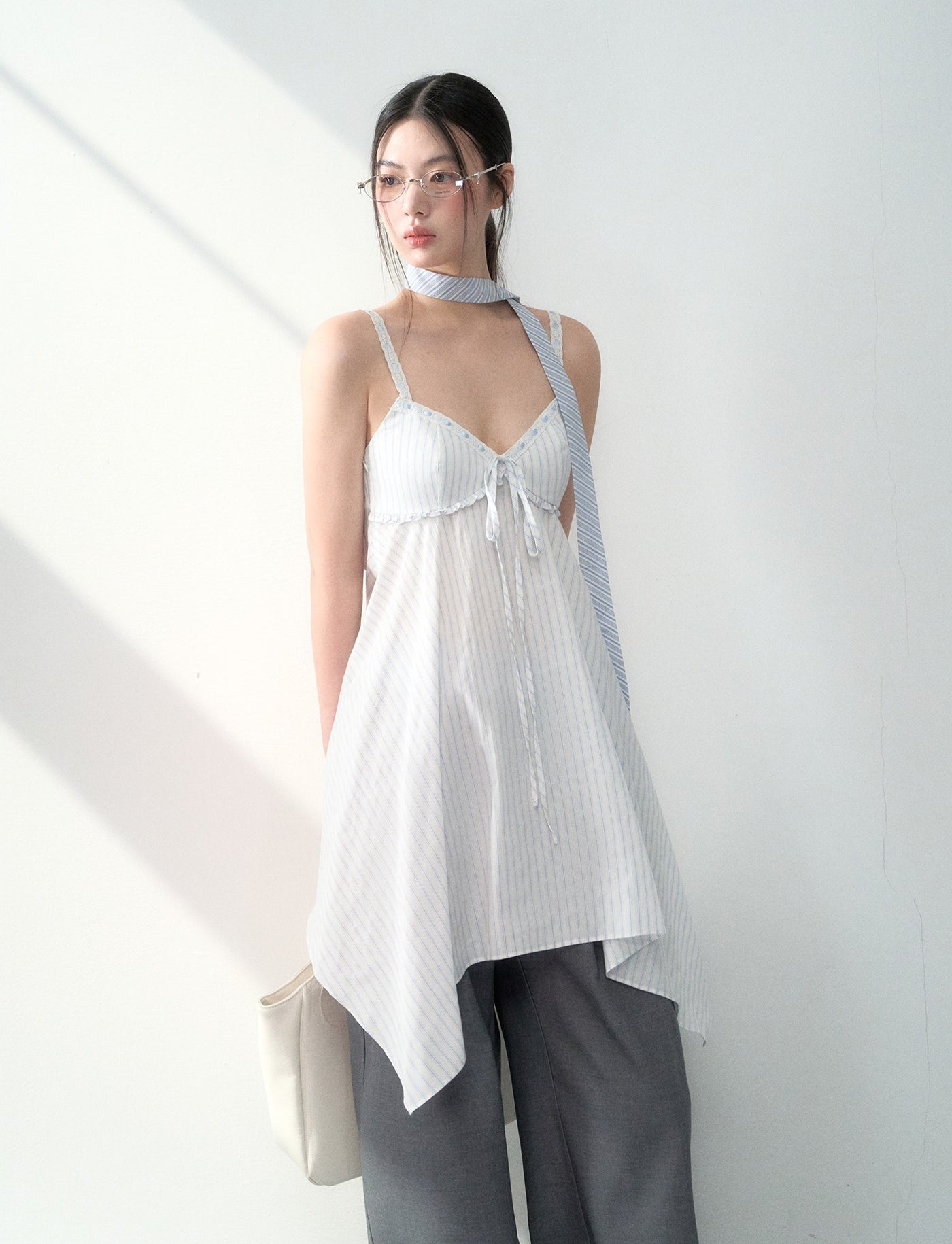 Irregular Striped Suspender Dress LAL0193