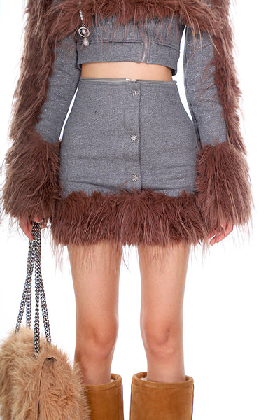 Fur High Collar Deconstruction Detachable Flashing Jacket/Short Skirt UNC0180