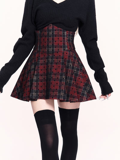 Plaid High Waisted Fishbone Pleated Skirt VOC0480