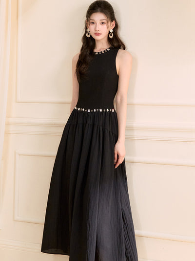 Beaded Sleeveless Long Dress OSH0126