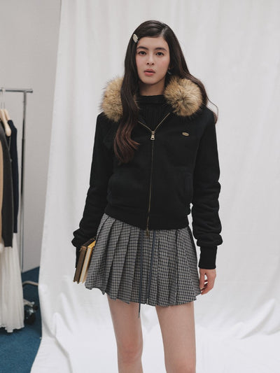 Fur Collar Hooded Short Sweatshirt Jacket LAL0249