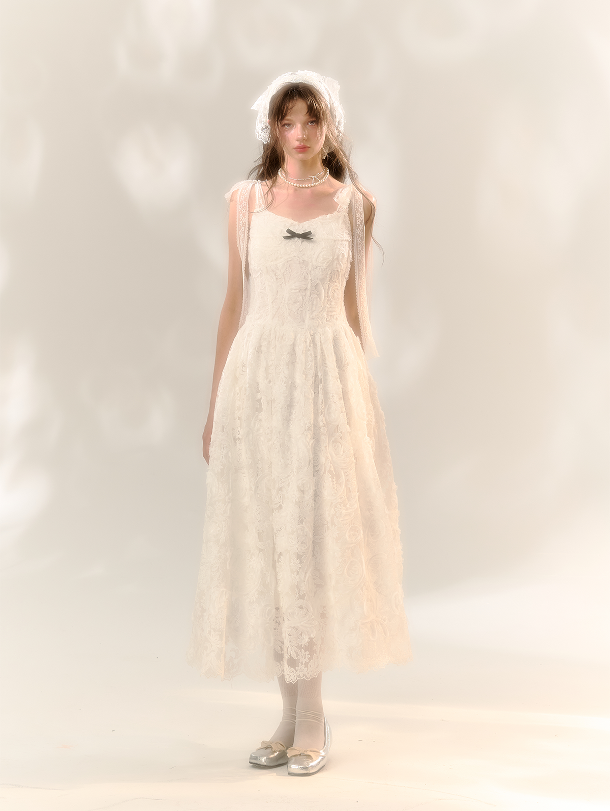 Angel Camisole Pleated Lace Dress SUN0062