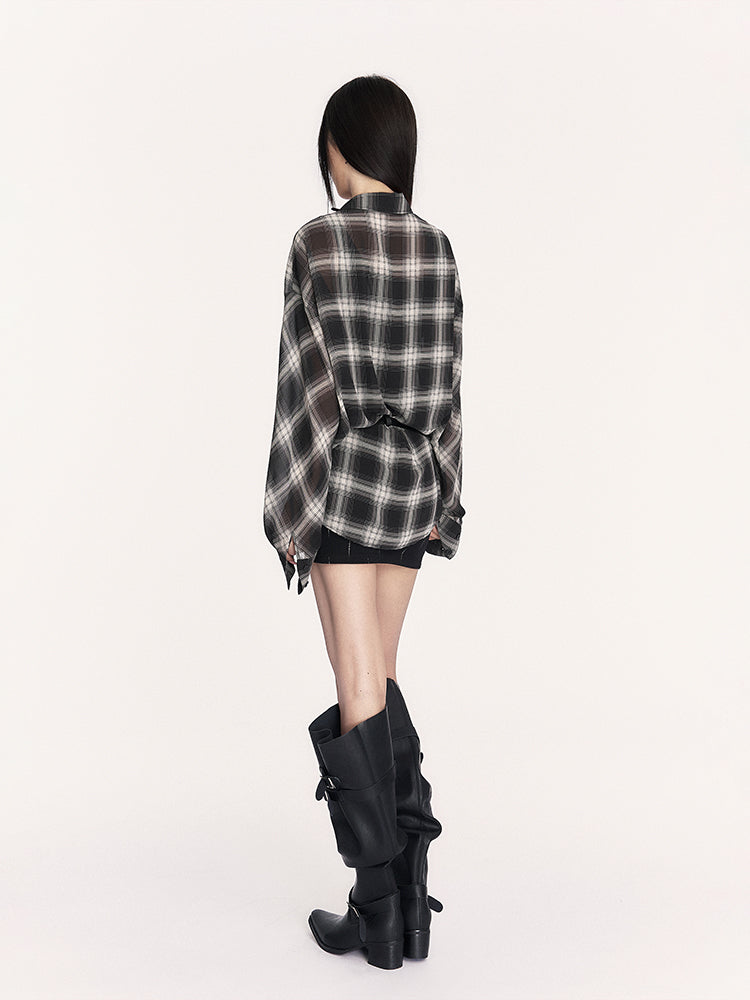 Sunscreen Retro Plaid Loose Shirt VOC0406