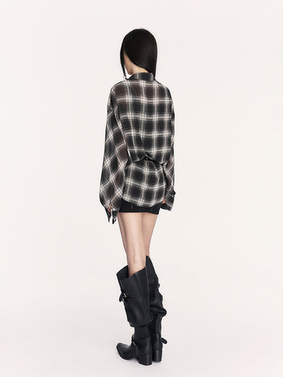 Sunscreen Retro Plaid Loose Shirt VOC0406