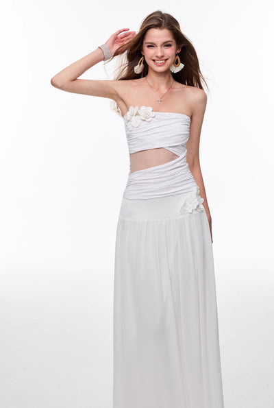 White Flower Tube Top 4MU0140