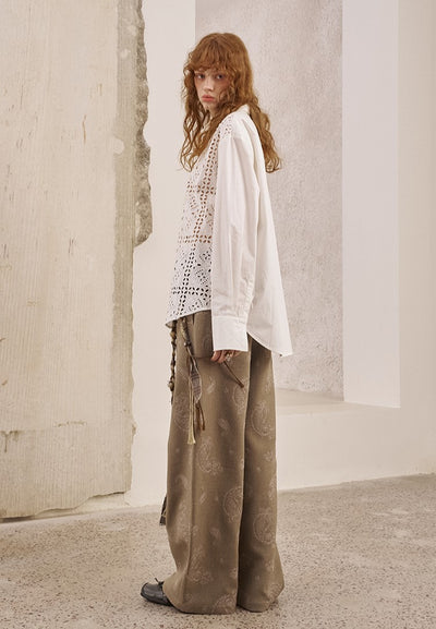 Lace Stitching Hollow Shirt DID0250