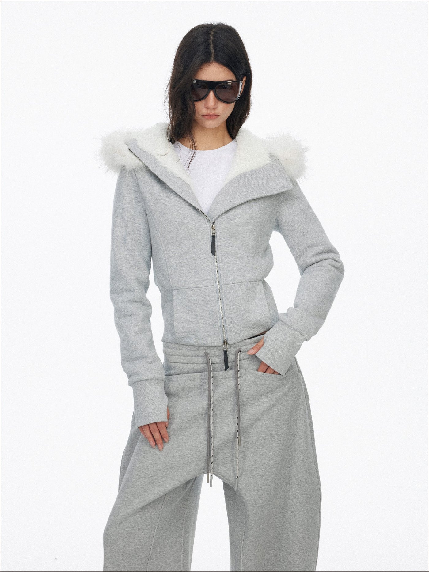 Fur Collar Hooded Sweatshirt Jacket SAL0201