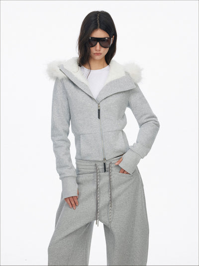 Fur Collar Hooded Sweatshirt Jacket SAL0201