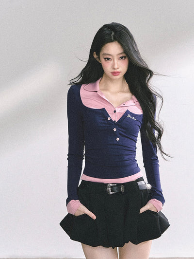 Fake Two-piece Long-sleeved T-shirt DIA0547