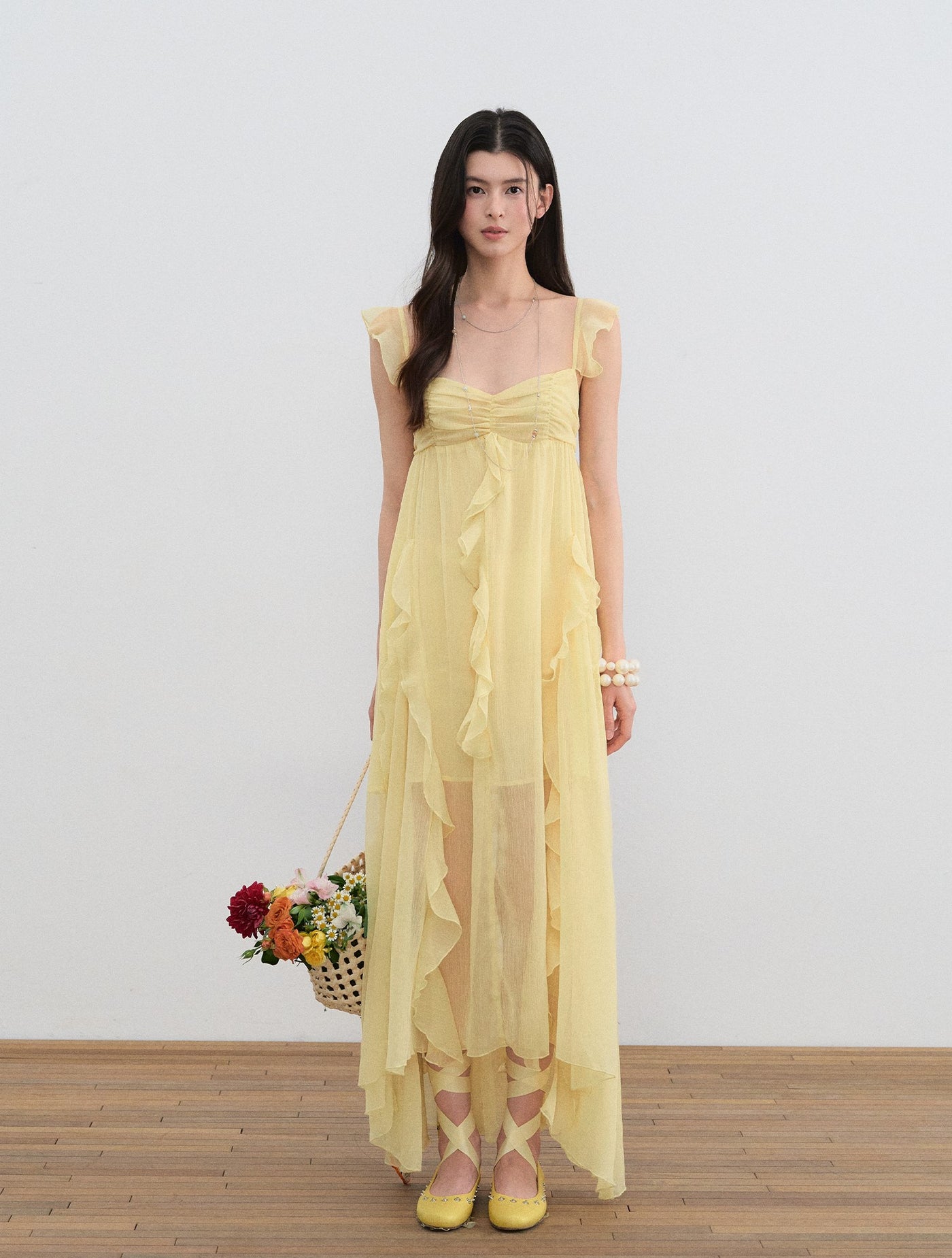 Small Flying Sleeves Ruffle Dress LAL0196