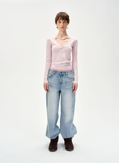 V-neck Long Sleeved Sweater CUR0253