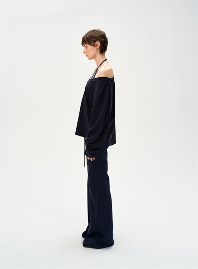 Lazy Off-shoulder Long-sleeved T-shirt CUR0250