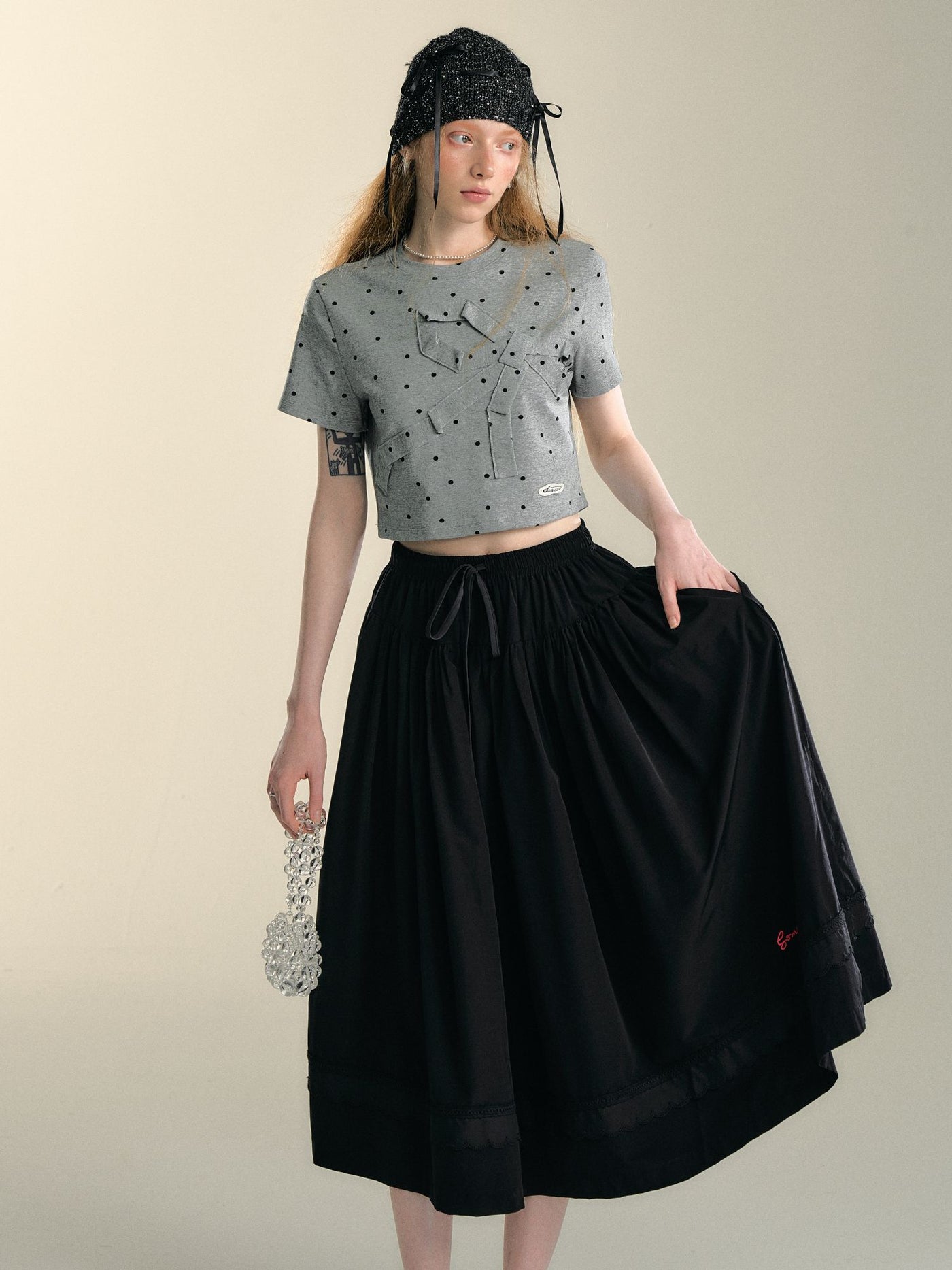 Lace Stitching Airy Casual Long Skirt SOM0026