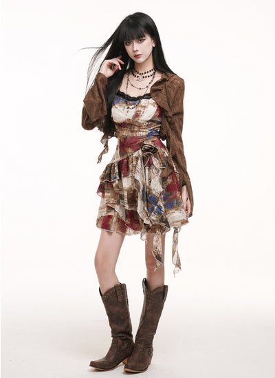 Irregular Colorful Suspender Dress LAD0176