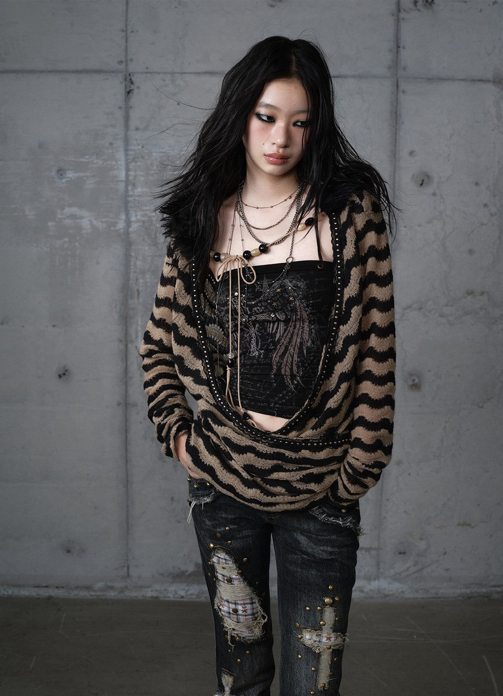 Lazy Style Striped Sweater NOR0194