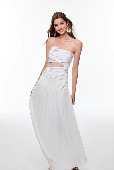Flower White Long Skirt 4MU0142