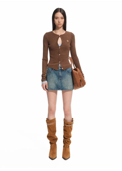 Modern Retro Washed Twill Leather Skirt NOT0310