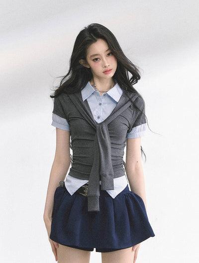 Straight Shoulder Short-sleeved T-shirt DIA0483