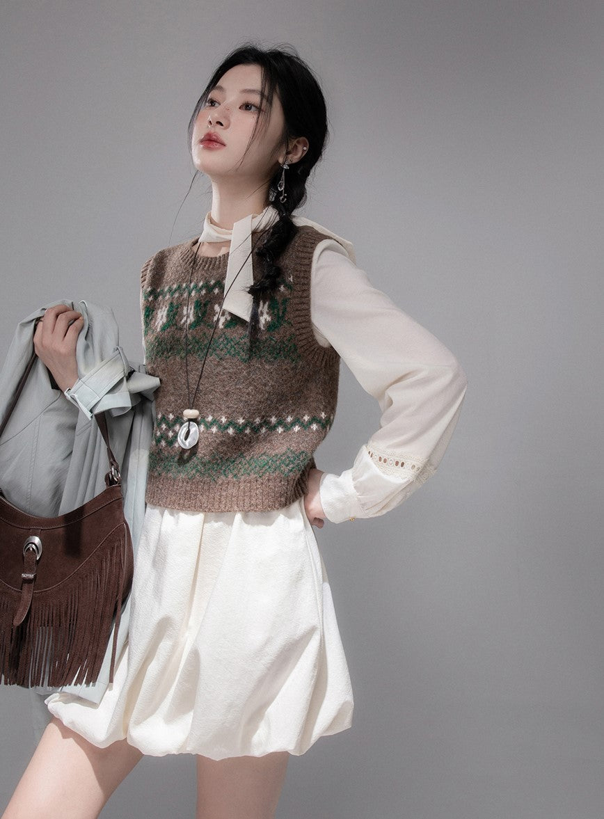 Chestnut Brown Knitted Vest COT0355