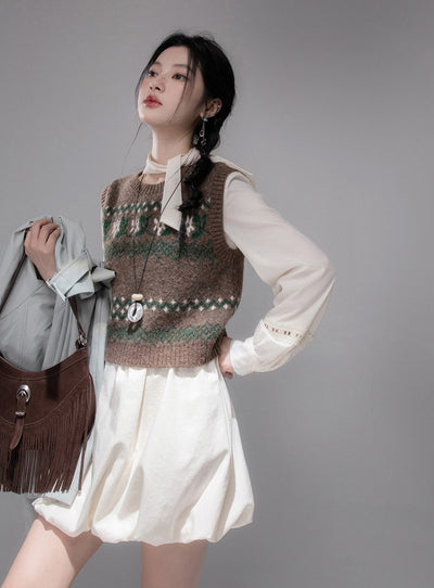 Chestnut Brown Knitted Vest COT0355