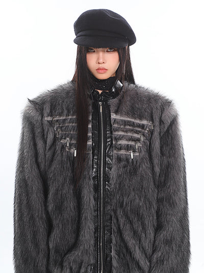 Niche High-end Zipper Design Fur Jacket UNC0198