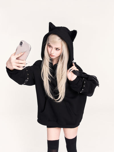 Cat Ear Loose Hooded Sweatshirt VOC0460