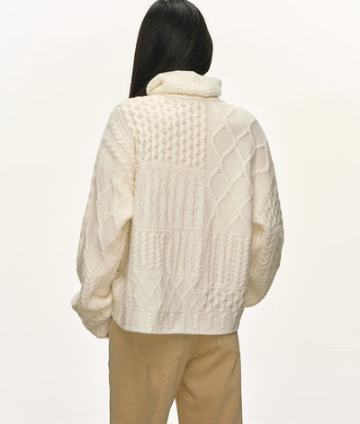 High-Neck Relaxed Design Unique Sweater ANA0083