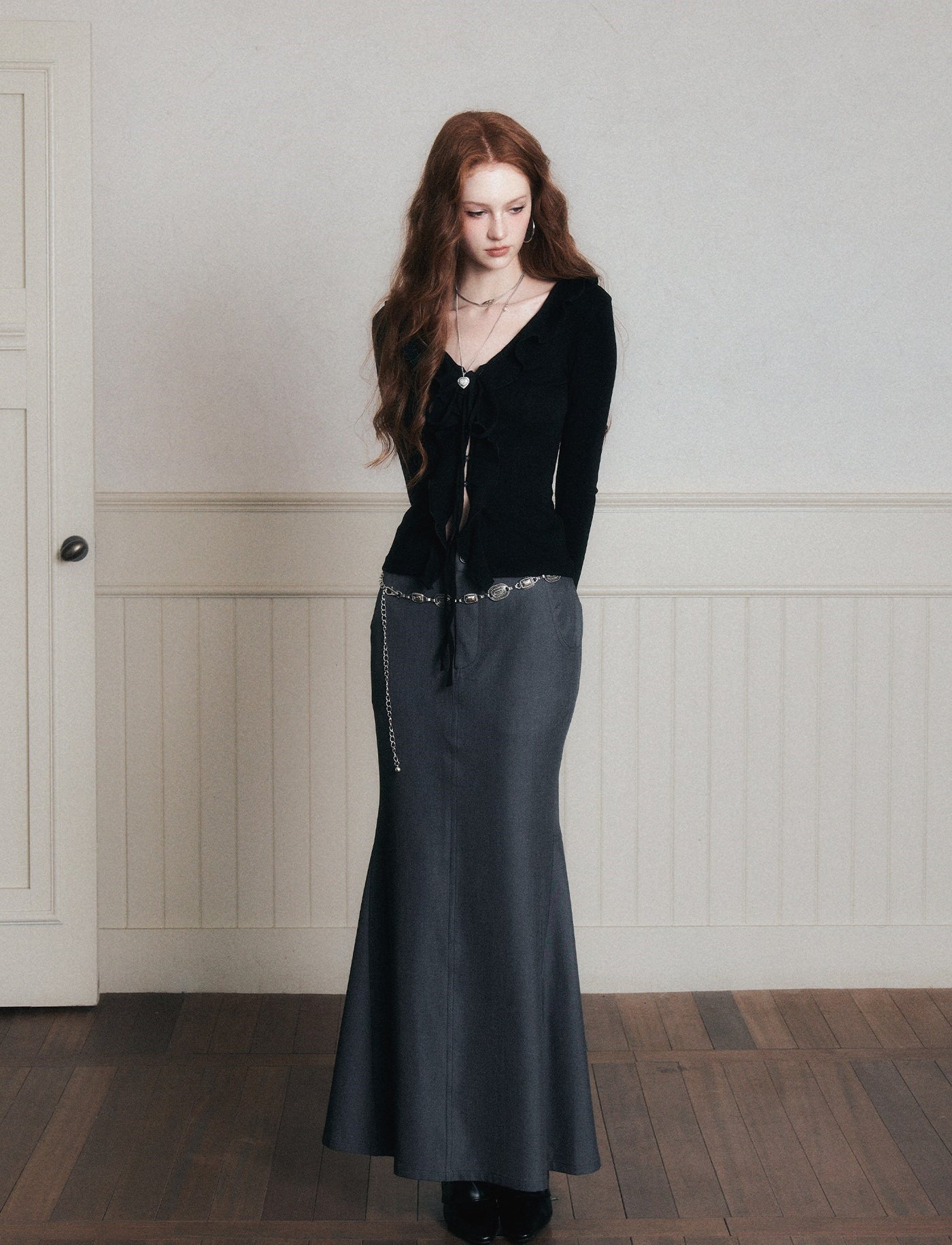 Back Slit Long Fishtail Skirt LUL0178