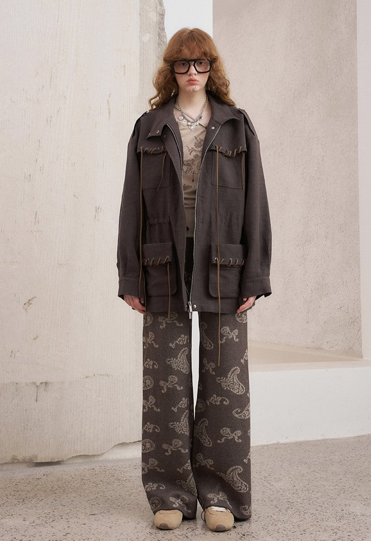Pocket Drawstring Playful Jacket DID0229