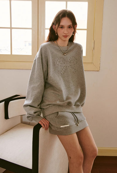 Mosaic Pixel Bow Sweatshirt/Short Skirt DID0119