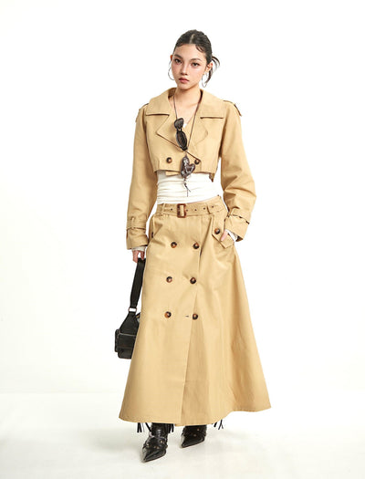 Retro Short Trench Coat+Skirt UNC0278