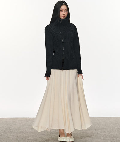 Soft Wool Pleated Midi Skirt ANA0113