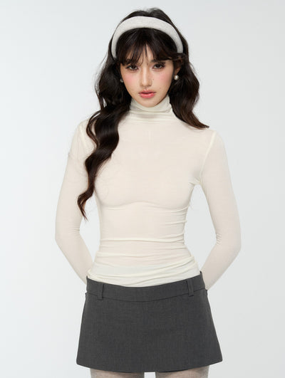 Turtleneck Rhinestone Cross Basic Top 4MU0175