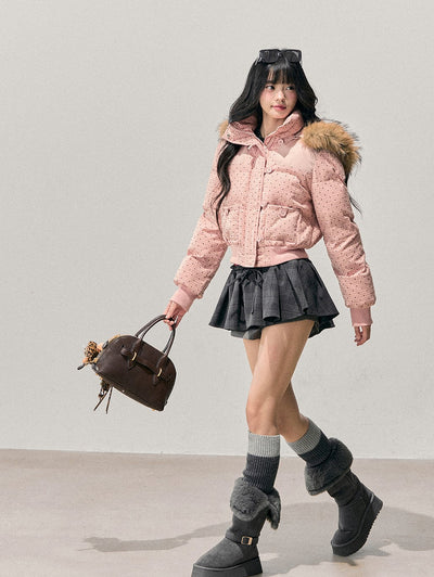 Polka Dot Hooded Warm Cotton Jacket DIA0712