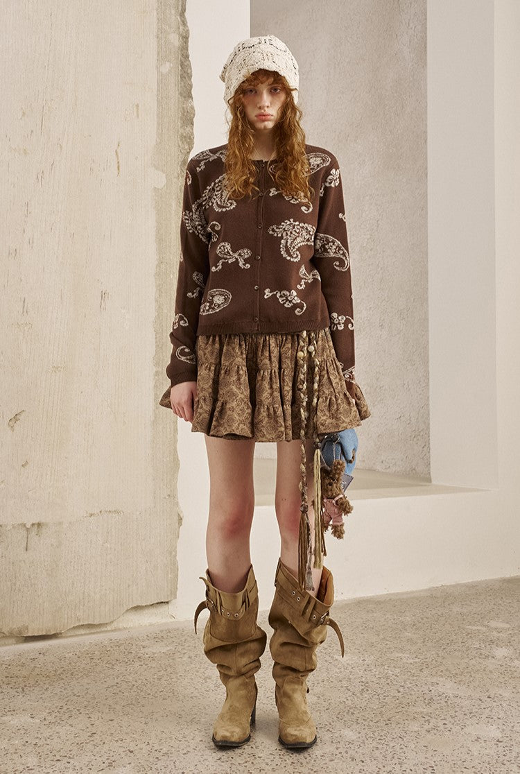 Paisley Jacquard Knitted Cardigan DID0227