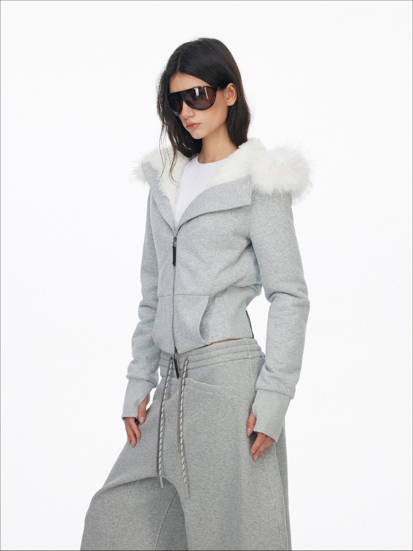 Fur Collar Hooded Sweatshirt Jacket SAL0201