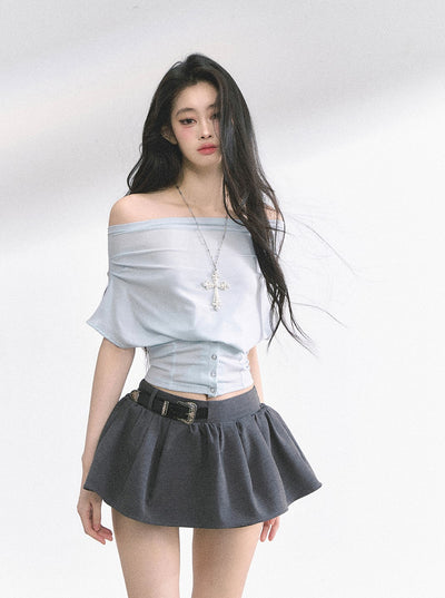One Shoulder Waist Slim Short Top DIA0497