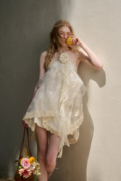 Fluffy Lace Suspender Dress GRO0132