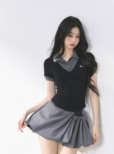 Fake Two-piece Short-sleeved T-shirt DIA0500