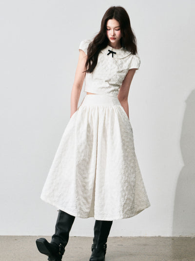 Jacquard Doll Collar Top/A-line Skirt LUL0137