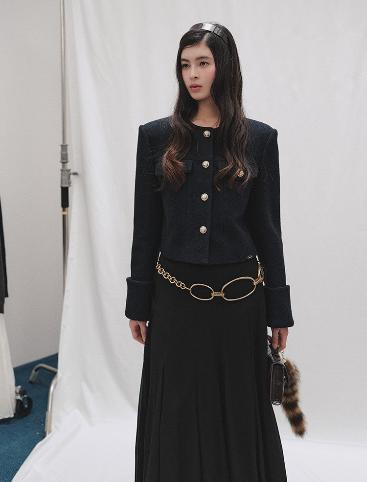 French Style Tweed Round Neck Short Jacket LAL0251