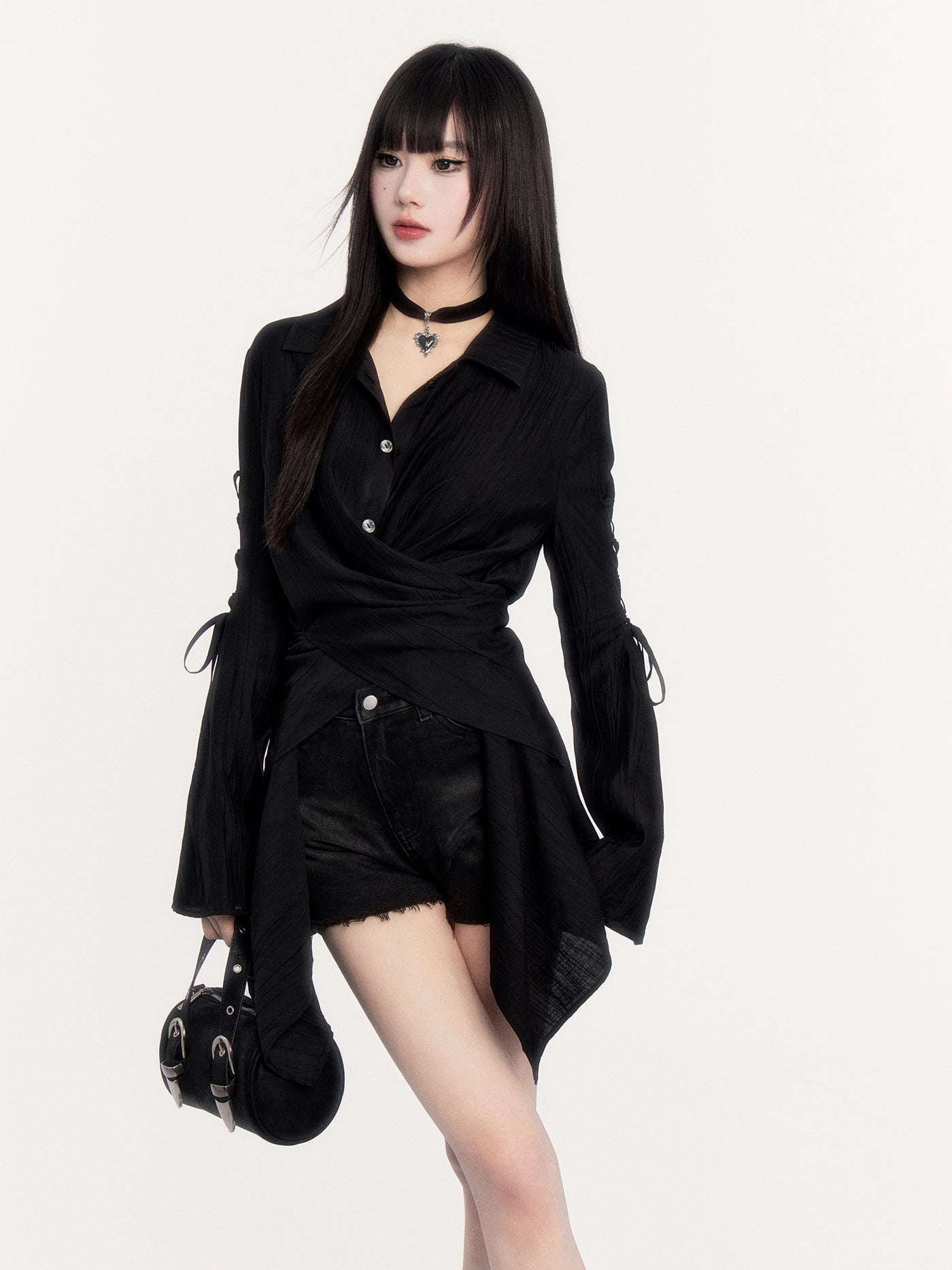 Tie-up Trumpet Sleeve Shirt VOC0434