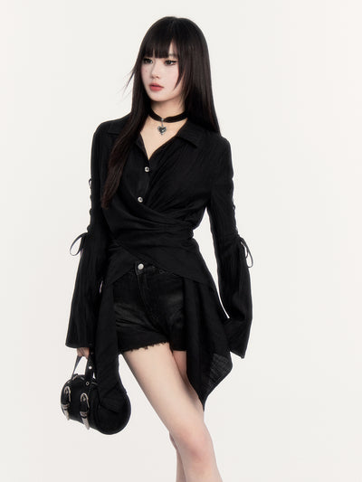 Tie-up Trumpet Sleeve Shirt VOC0434