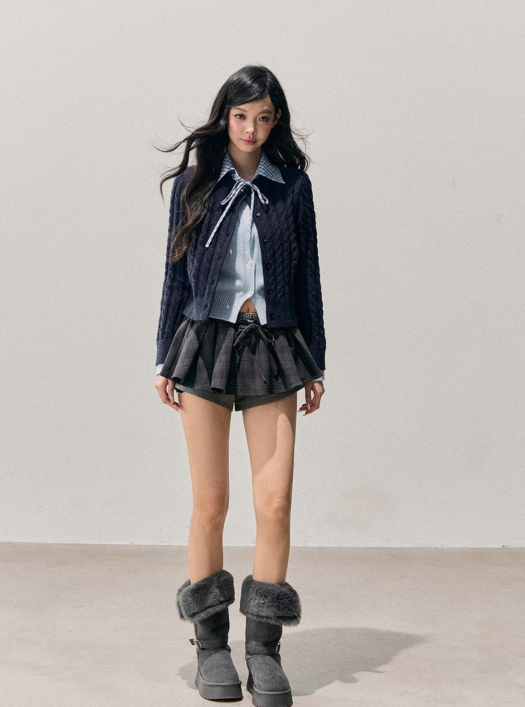 Plaid Shirt Collar Faux Two-Piece Sweater DIA0722