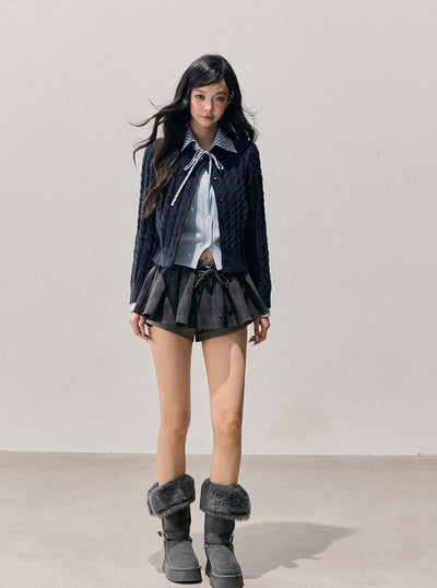 Plaid Shirt Collar Faux Two-Piece Sweater DIA0722