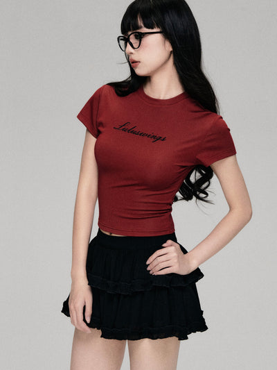 Logo Letter Print Round Neck Short-sleeved T-shirt LUL0066