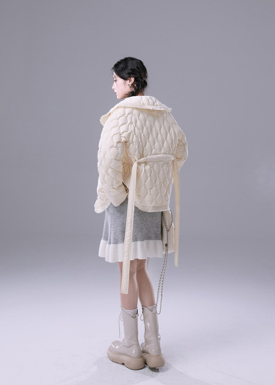 Cream Puff White Large Collar Down Jacket COT0170