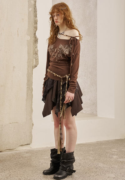 Paisley Irregular Half Skirt DID0248